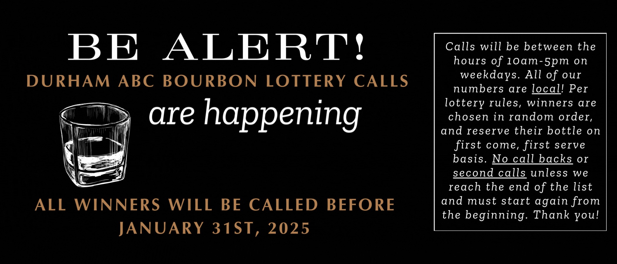 Bourbon Lottery Winners - Phone Calls Starting Soon!